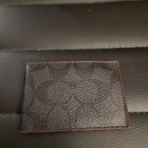 Coach Mahogany/Black Signature Canvas Compact Billfold Wallet